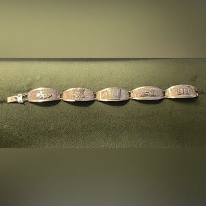 Vintage 1940-1950 Sterling Silver Link Bracelet with Ethnic Motifs